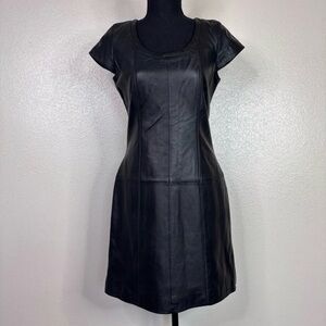 Boston Proper Black Leather Mini Dress